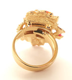 Apzeltīts gredzens ar Swarovski kristāliem un juvelieru emalju