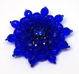 Broša ar Sapphire Blue krāsas stikliem un kristāliem